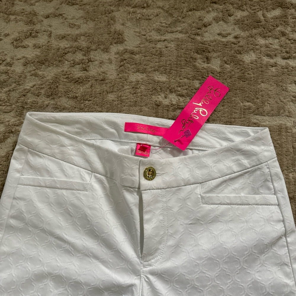 Lilly Pulitzer Women's White Kelly Pants Skinny Ankle Textured Resort Size 00 - Picture 4 of 7
